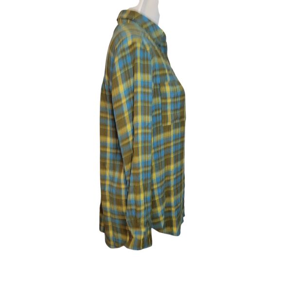 Anthropologie Pilcro Plaid Button-Down Shirt Size S Long Sleeve Green Yellow - Picture 2 of 13